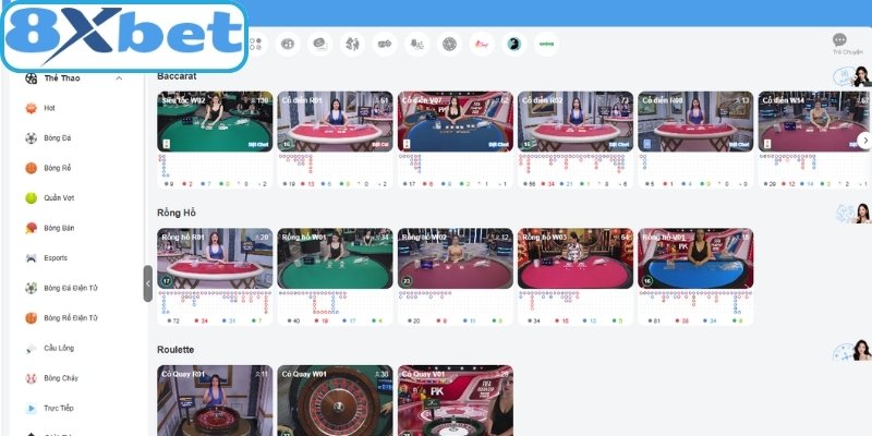 Tổng hợp game bài đổi thưởng hấp dẫn tại casino 8xbet