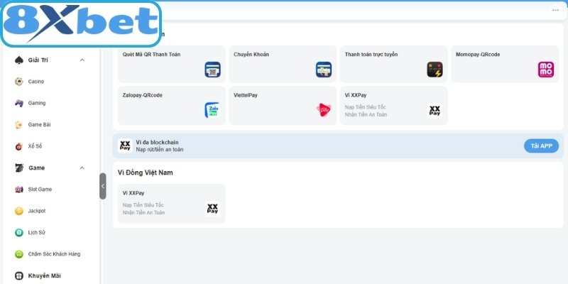 Quy trình thực hiện nạp tiền 8xbet chính xác và an toàn